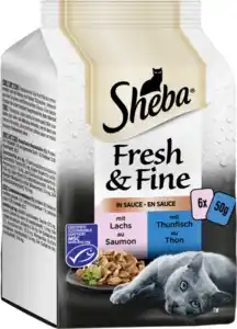 Sheba Fresh & Fine in Sauce mit Lachs und Thunfisch Multipack, 300 g