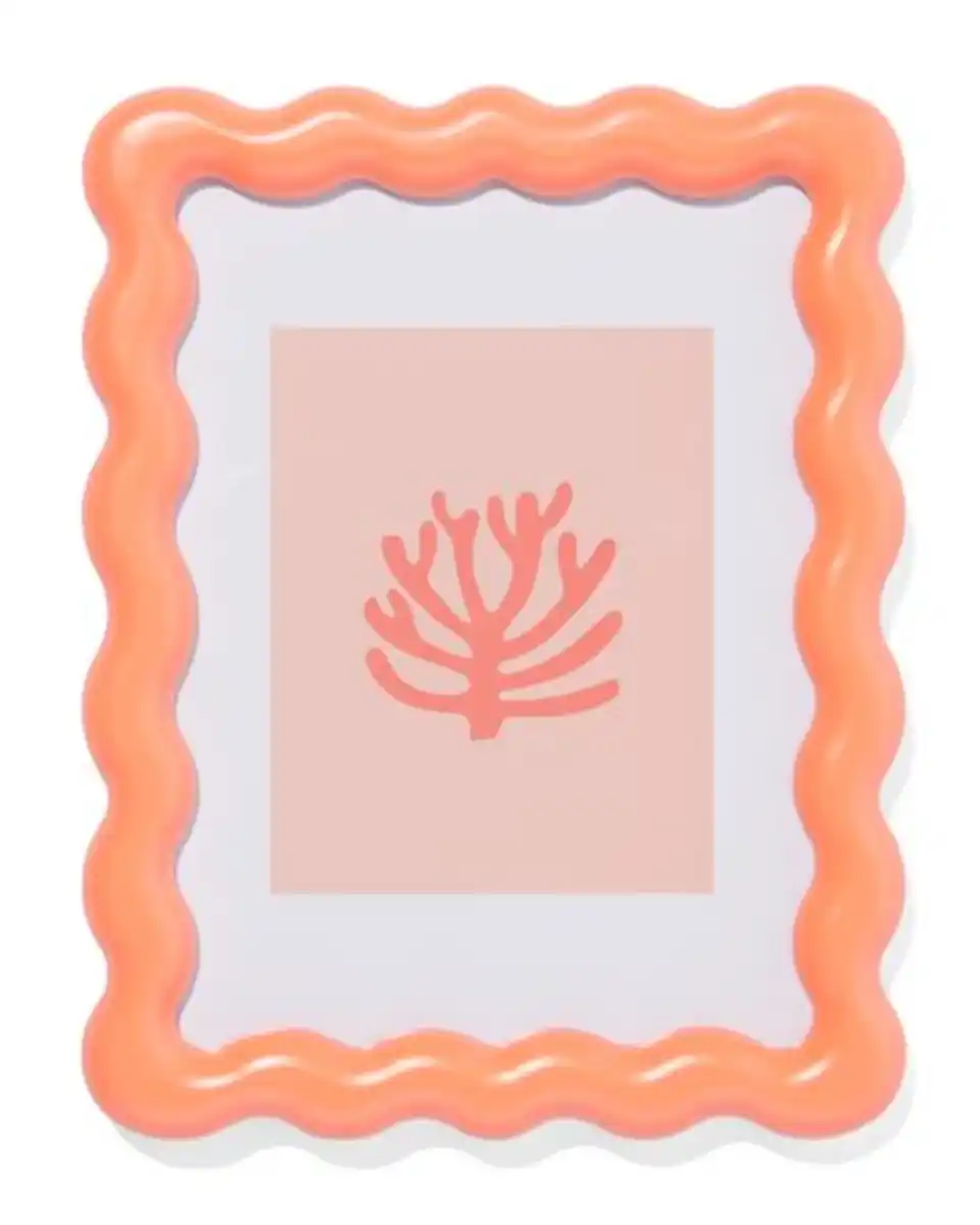 Bild 1 von Bilderrahmen, 15 x 20 cm, Holz, Wellen, korallenrot
