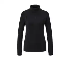 Gerippter Rollkragenpullover, schwarz