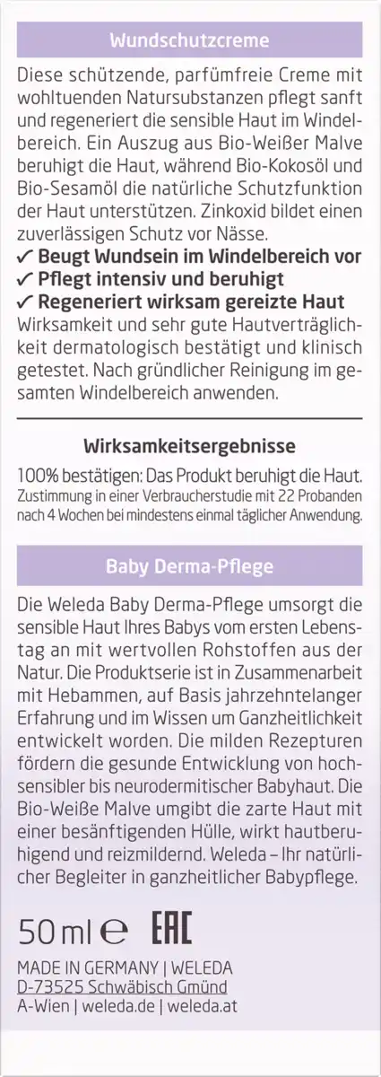 Bild 3 von Weleda Baby Derma Weiße Malve Wundschutzcreme, 50 ml