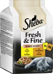 Sheba Fresh & Fine in Sauce mit Huhn und Truthahn Multipack, 300 g