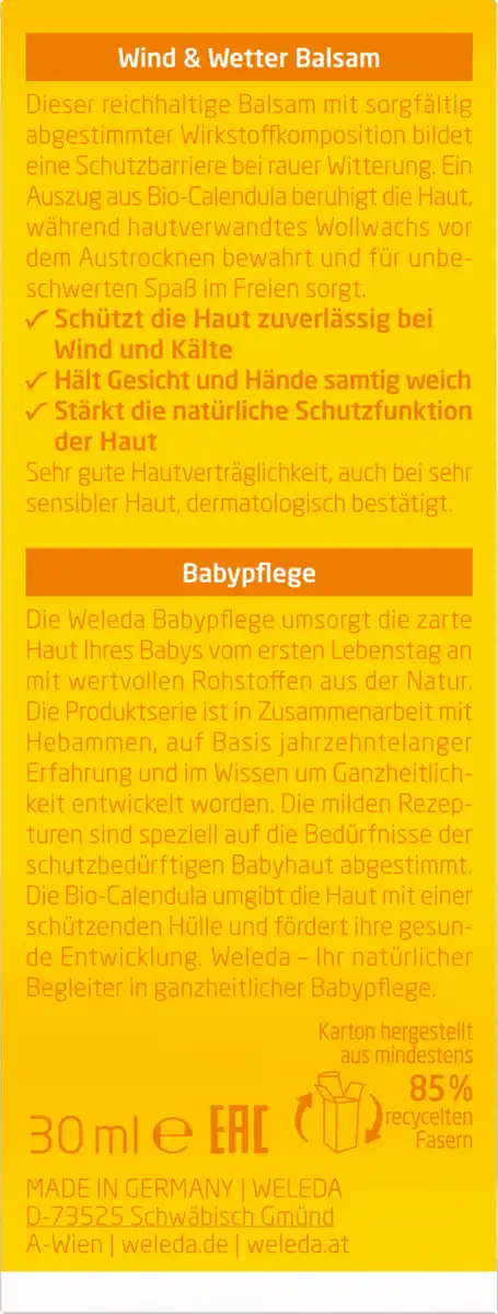 Bild 2 von Weleda baby Calendula Wind- und Wetterbalsam, 30 ml