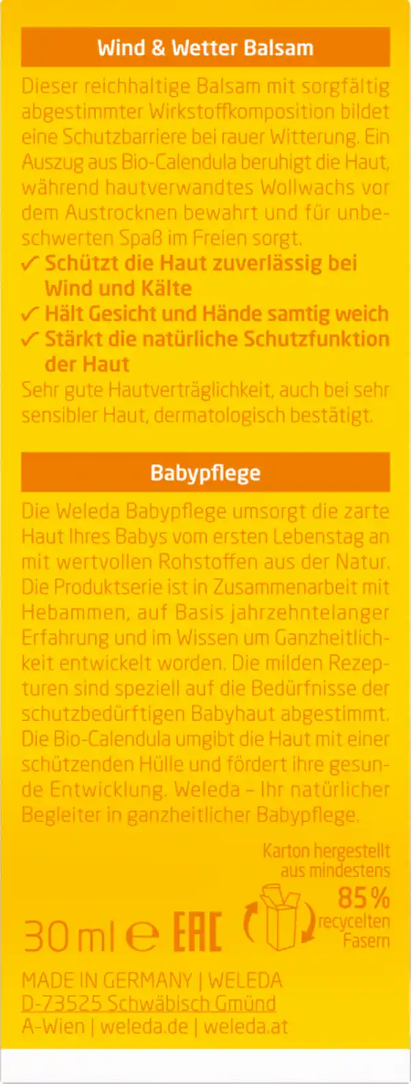 Bild 2 von Weleda baby Calendula Wind- und Wetterbalsam, 30 ml
