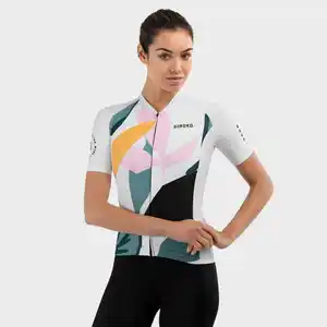 Kurzärmeliges Trikot Radsport SIROKO M2 Pinerolo Weiß Damen