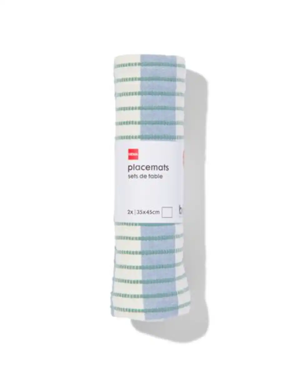 Bild 3 von Tischsets Baumwolle 35 × 45 Blau mit Streifen – 2 Stück