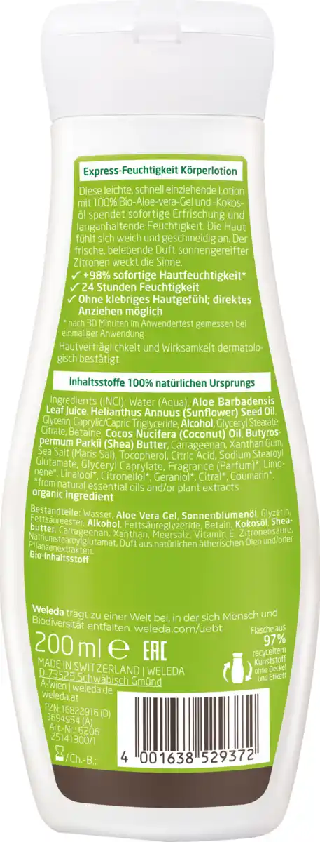 Bild 2 von Weleda Express-Feuchtigkeit Körperlotion Citrus, 200 ml