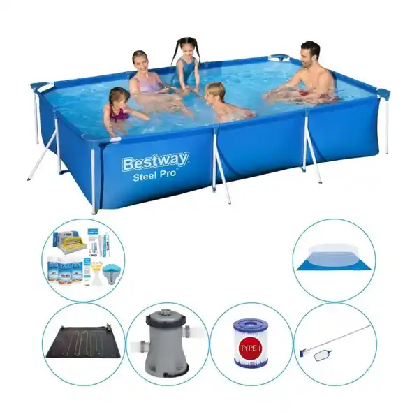 Bild 1 von Bestway Steel Pro 300x201x66 cm Rechteckig - 7-teilig - Schwimmbadpaket