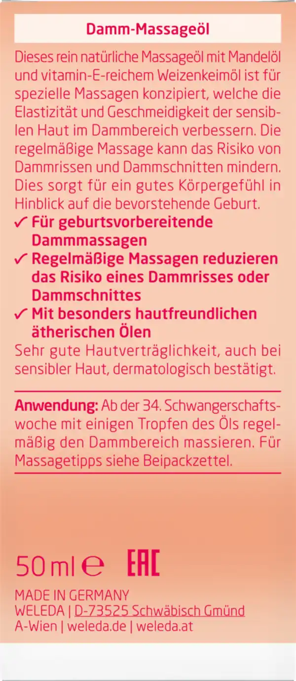 Bild 3 von Weleda Mama Damm-Massageöl, 50 ml