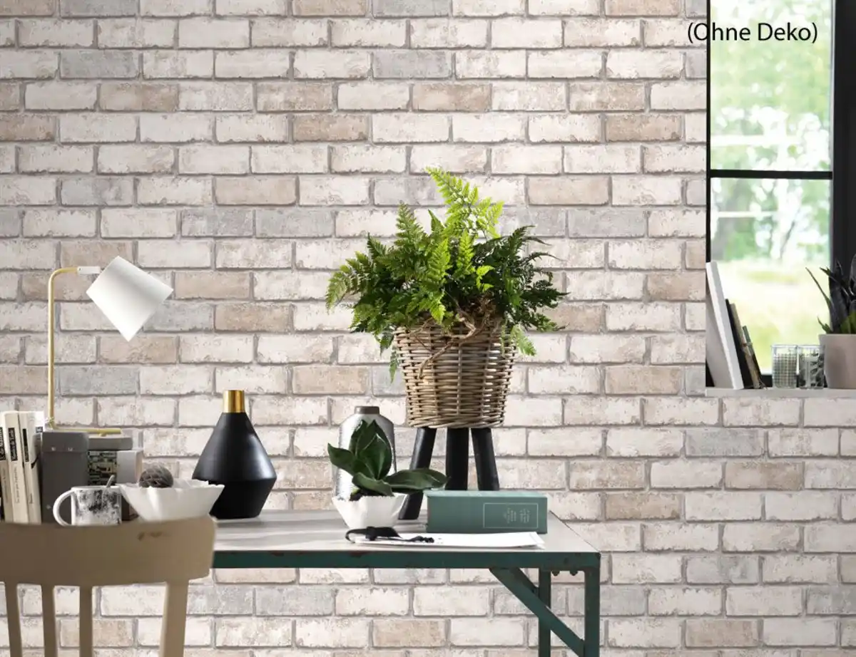 Bild 4 von Vliestapete Stein Beige