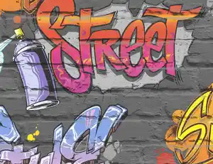 Papiertapete Graffiti Bunt