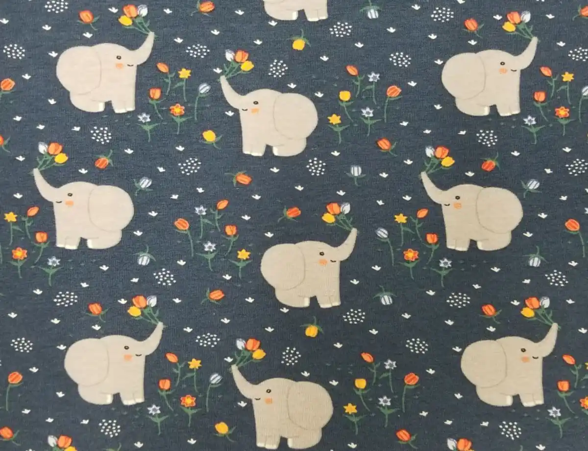 Bild 2 von Jerseystoff Elefant Petrol