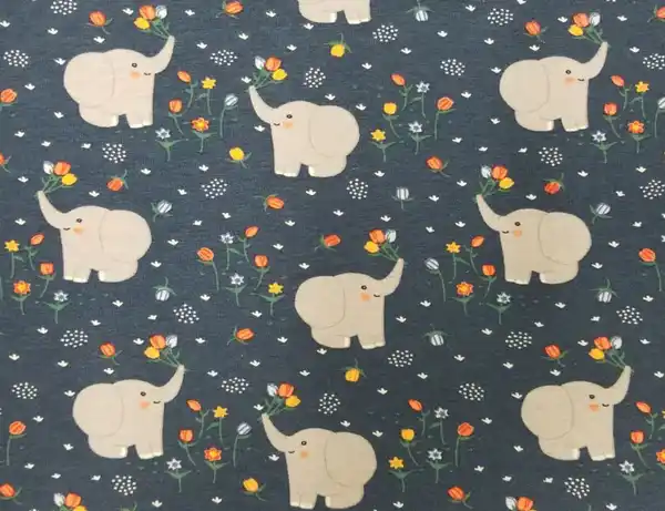 Bild 2 von Jerseystoff Elefant Petrol