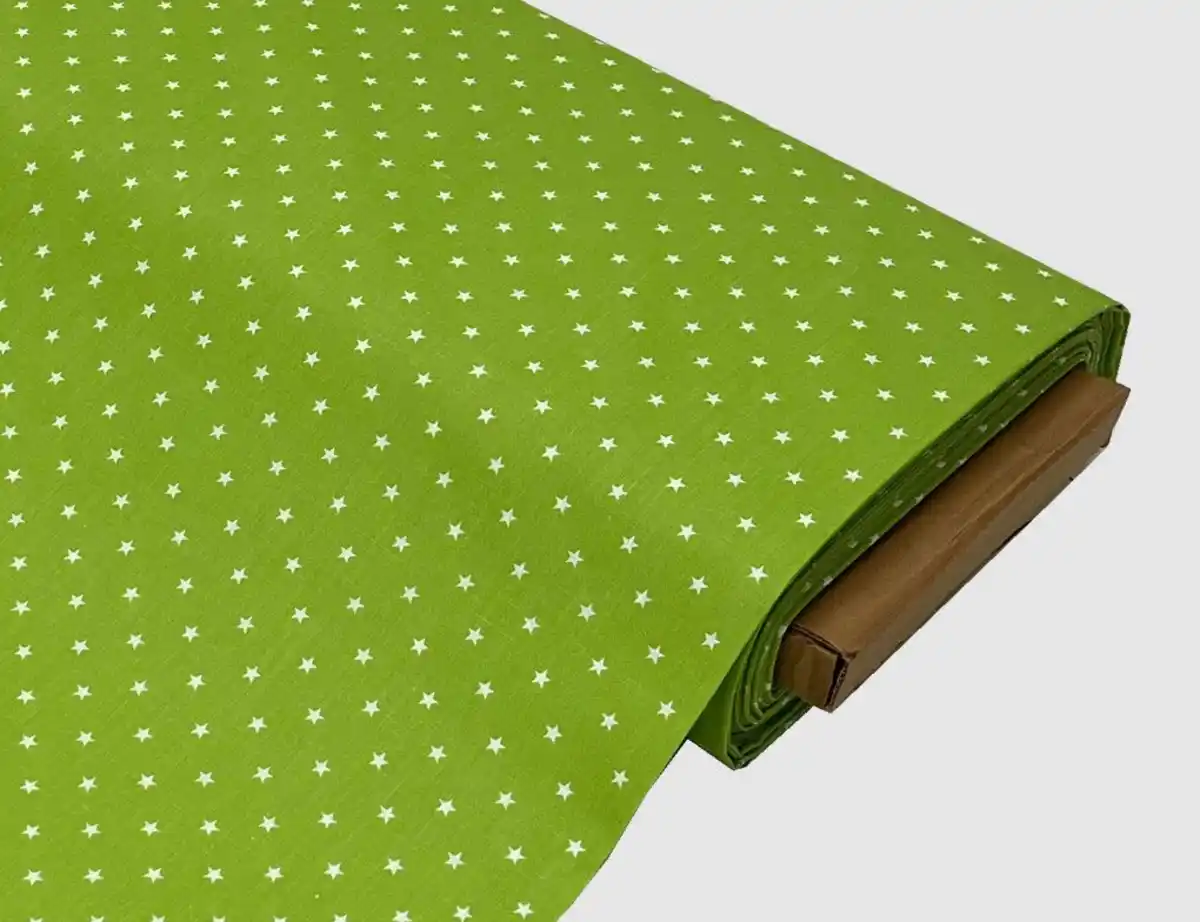 Bild 1 von Dekostoff Sterne Grün, Weiß