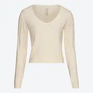Damen-Pullover mit Zopfstrickmuster