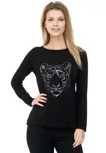 Decay Langarmshirt Longsleeve mit Leoparden - Aufdruck und Leo Flecken