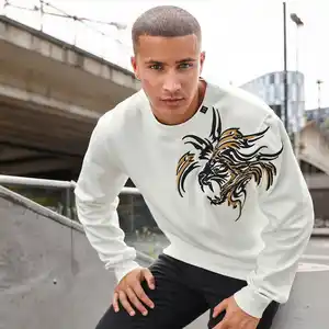 Herren-Pullover mit 3D Tiger-Stickerei