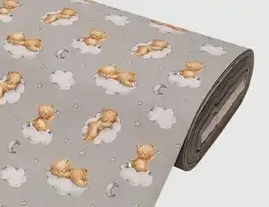 Dekostoff schlafende Bären Grau