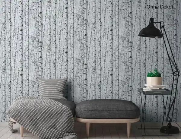 Bild 2 von Papiertapete Birkenwald Grau