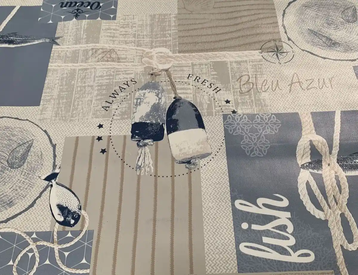 Bild 2 von Wachstuch Maritim Beige, Blau