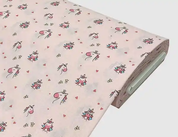 Bild 1 von Dekostoff Einhorn Rosa
