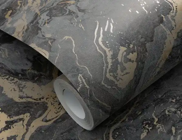 Bild 2 von Vliestapete Marmor Anthrazit