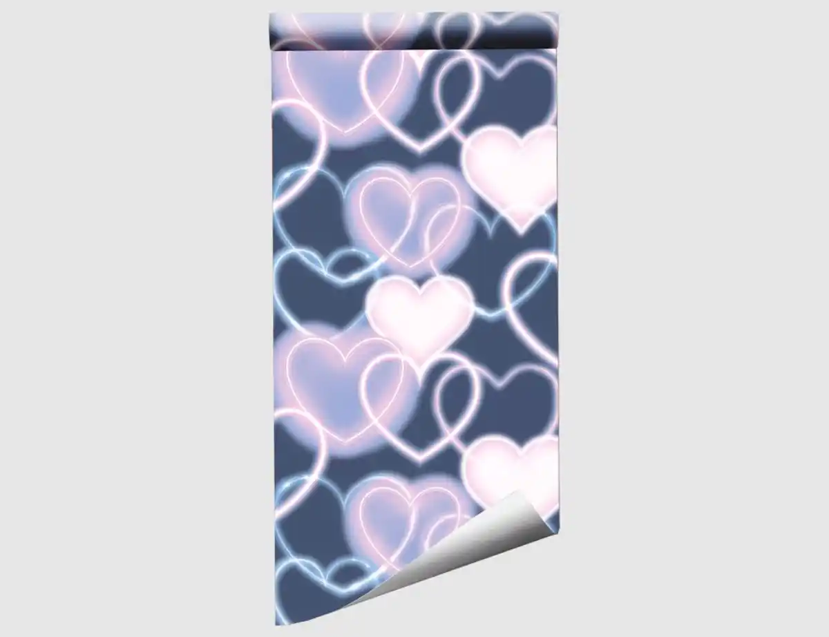 Bild 3 von Papiertapete Herzen Rosa Blau