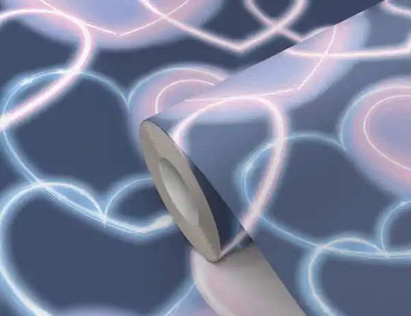 Bild 2 von Papiertapete Herzen Rosa Blau