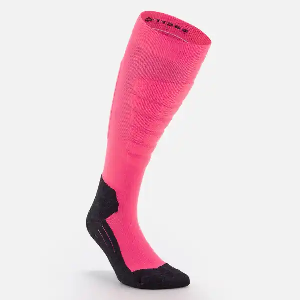 Bild 1 von WEDZE Skisocken Snowboardsocken Erwachsene - 100 schwarz/neonpink