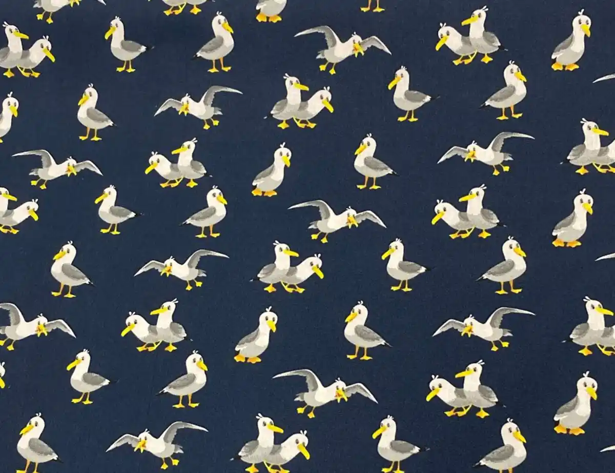 Bild 2 von Dekostoff Möwen Blau