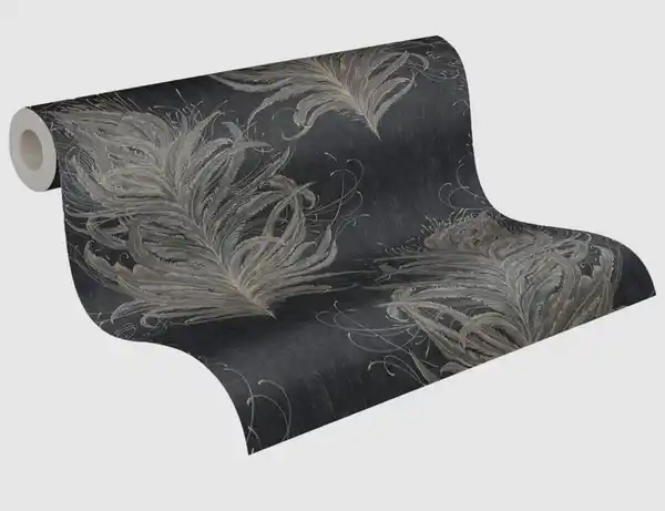 Bild 3 von Vliestapete Federn Gold