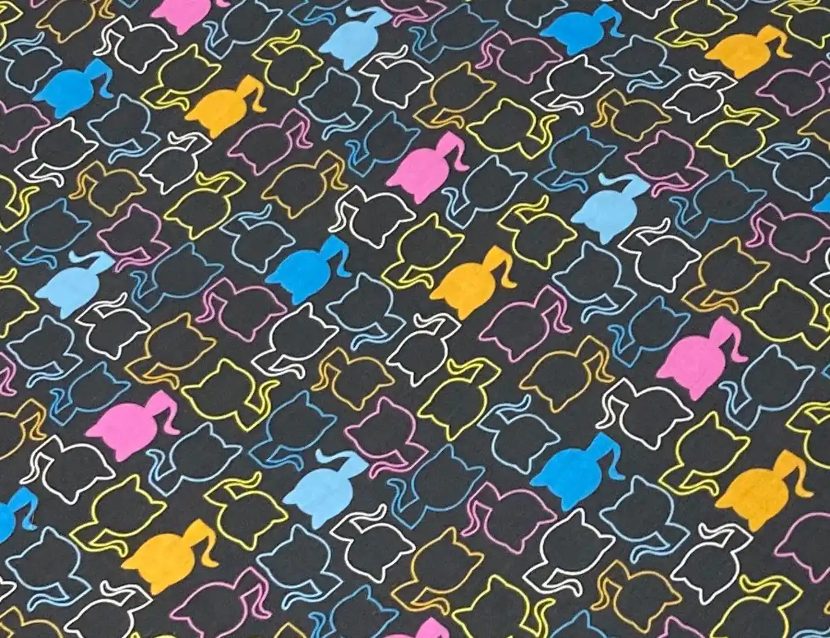 Bild 2 von Dekostoff Katzen Schwarz, Bunt