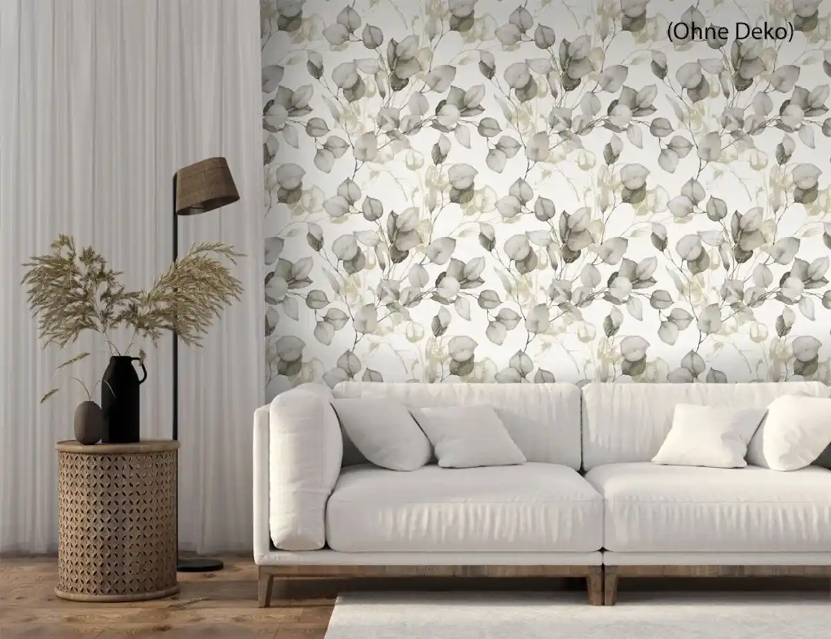 Bild 3 von Papiertapete Blätter Gold, Creme