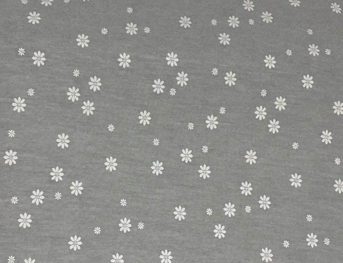 Bild 2 von Dekostoff Jaquard Blumen Grau