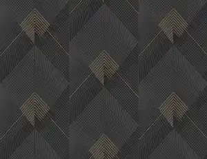 Vliestapete Grafik Anthrazit Gold