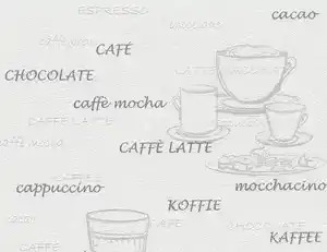 Vliestapete Kaffeemotiv Silber