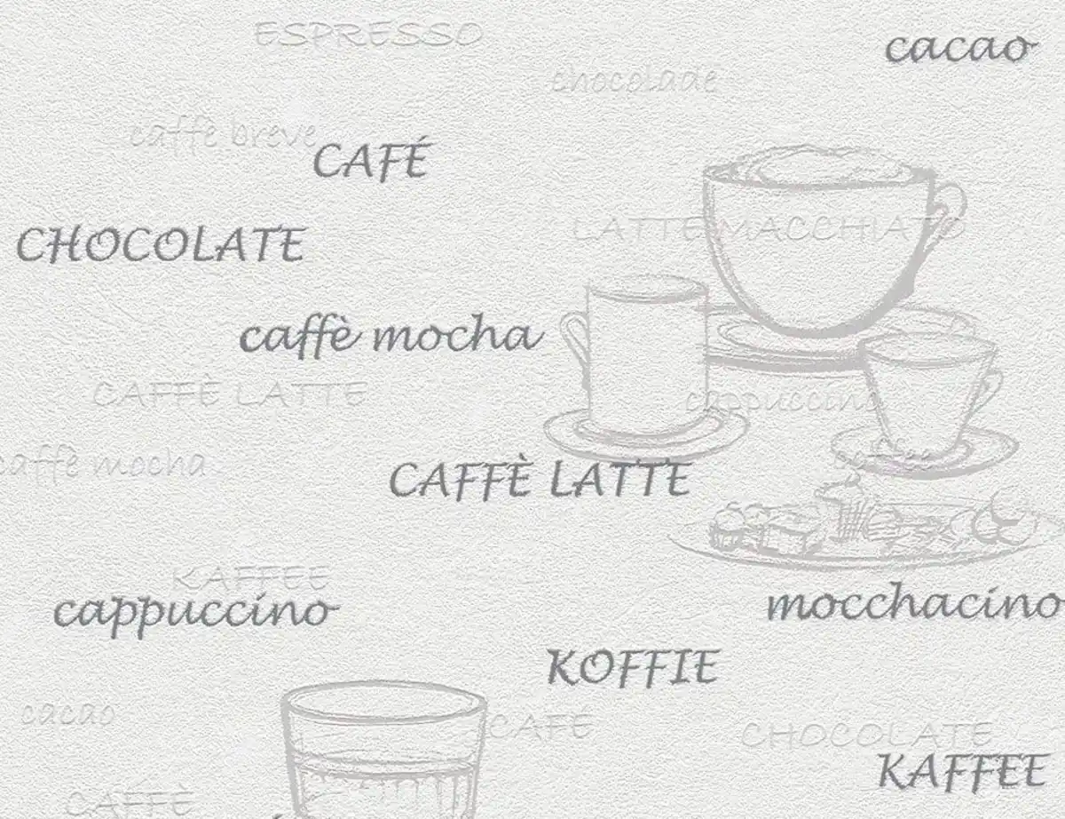 Bild 1 von Vliestapete Kaffeemotiv Silber