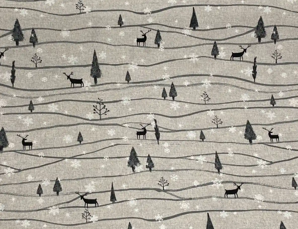 Bild 2 von Dekostoff Hirsche Grau