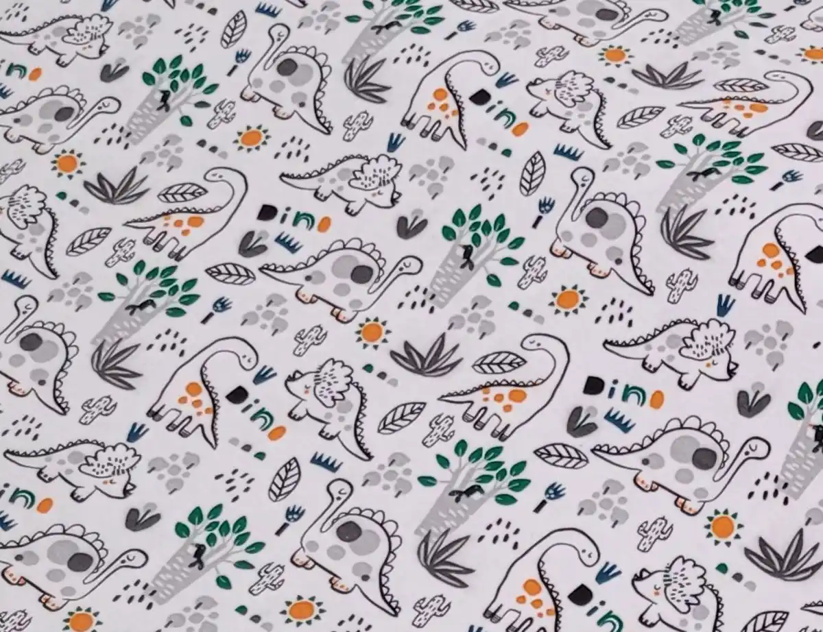 Bild 2 von Jerseystoff Dinosaurier Weiß