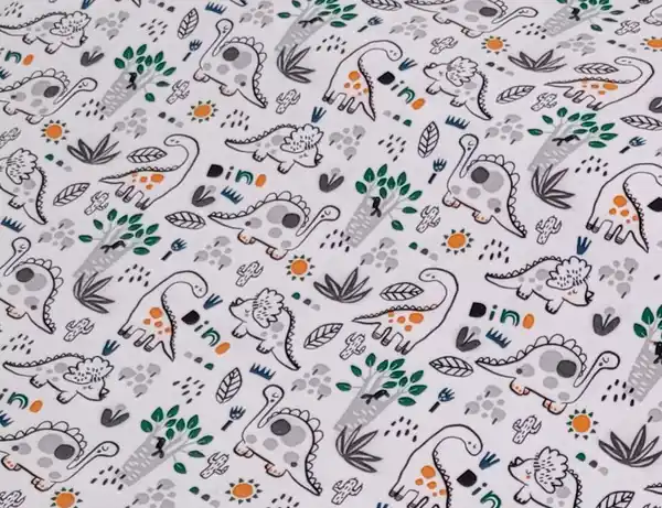 Bild 2 von Jerseystoff Dinosaurier Weiß