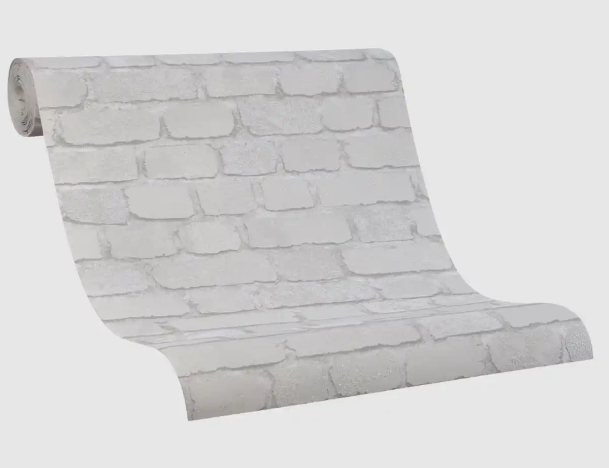 Bild 2 von Vliestapete Steinoptik Flitter Weiß