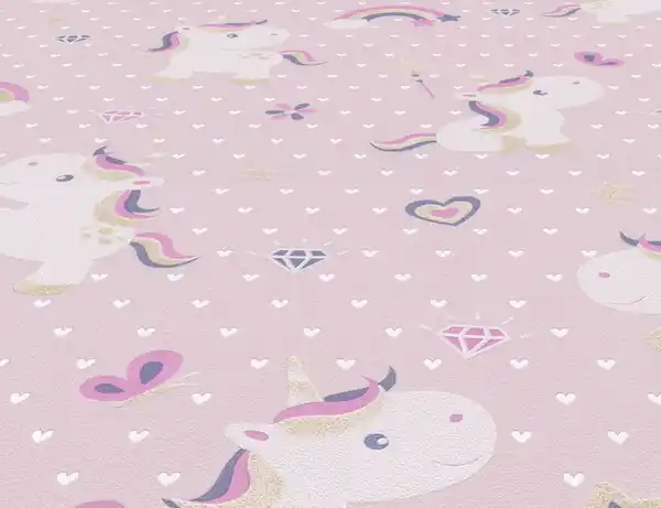 Bild 1 von Vliestapete Einhorn Herzen Rosa