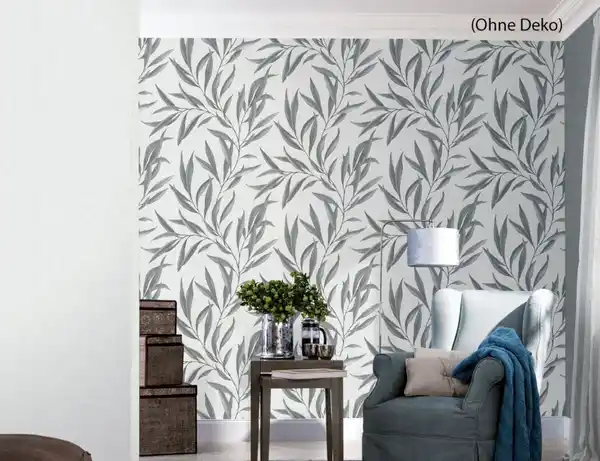 Bild 2 von Vliestapete Uni Hellgrau