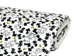 Jerseystoff Snoopy Schwarz, Weiß