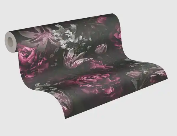 Bild 2 von Vliestapete Blume Schwarz, Rot