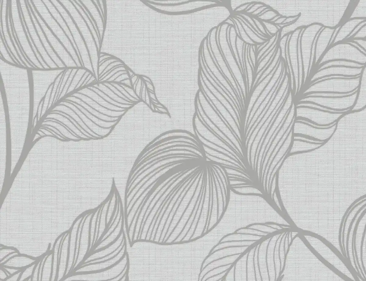 Bild 1 von Vliestapete Blätter Grau, Silber