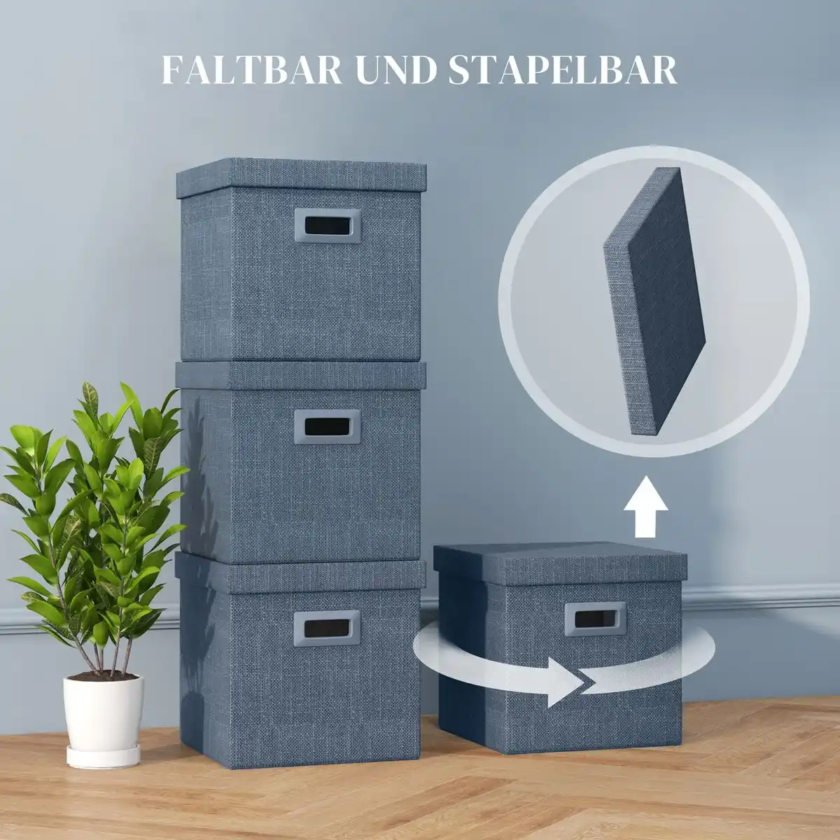 Bild 3 von HOMCOM Aufbewahrungsbox 3er-Set Stapelbare Aufbewahrungswürfel für Wohnzimmer