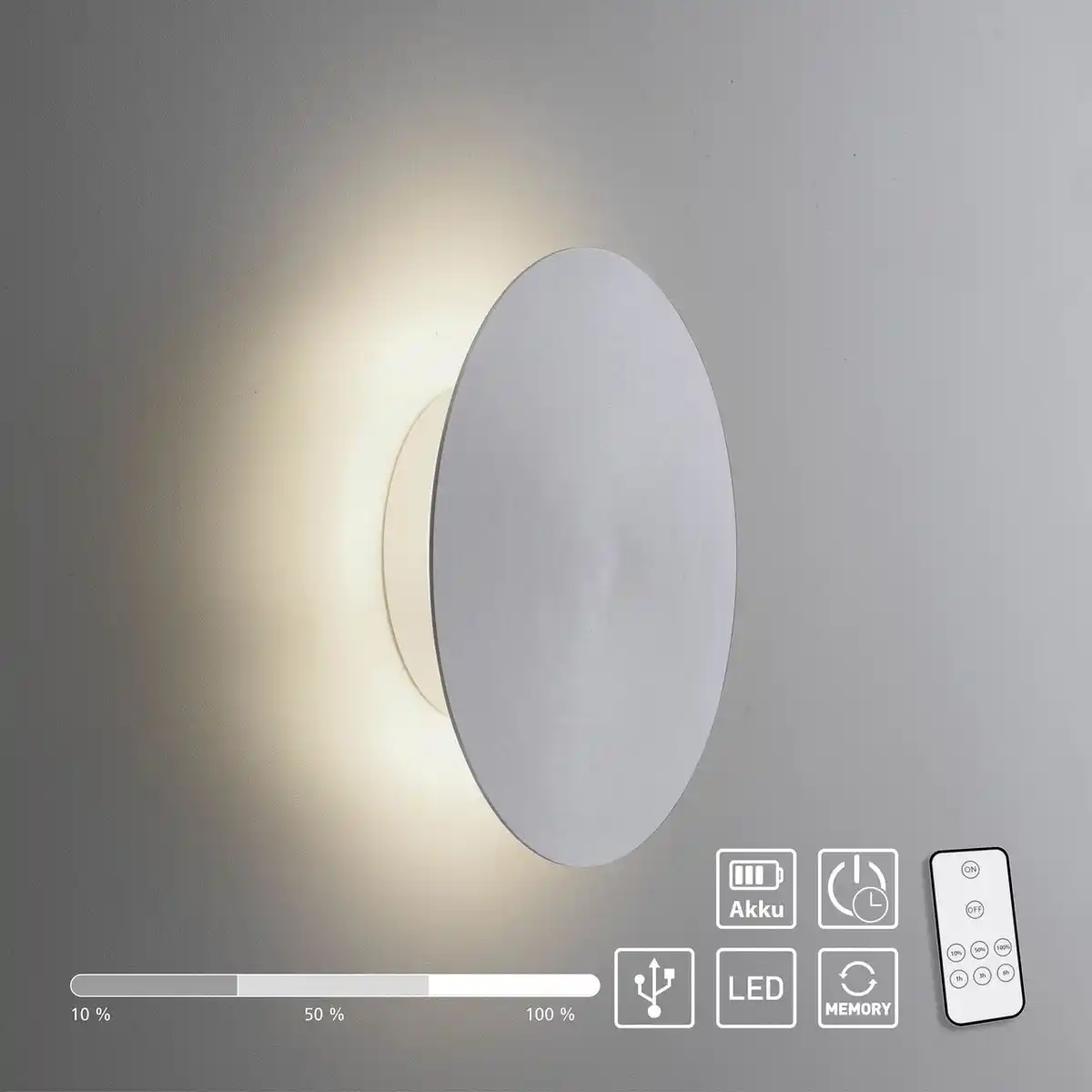 Bild 1 von LED Wandleuchte AKKU PUNTUA, Akkubetrieb, Klettverschluss, aluminium
