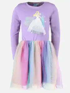 Mädchen Kleid mit Frozen Motiv und Tüllbesatz Lila