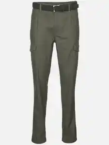 Herren Cargohose mit Flechtgürtel Oliv