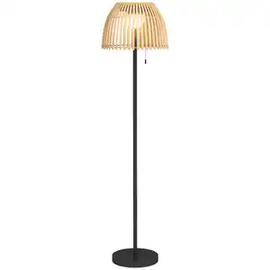 Solar Stehlampe, Outdoor/Indoor, Bambusschirm, Alurahmen, Schwarz/Natur